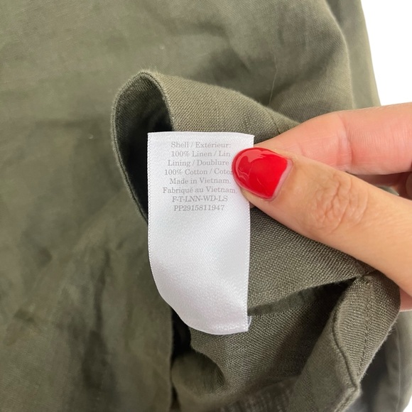 Everlane THE LINEN LONG-SLEEVE TOP Olive Green Gray Size 0 Neutral Minimalist - Picture 10 of 12